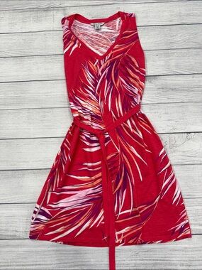 Tommy Bahama Tropical Palm Print Tie Waist Dress Womens Medium